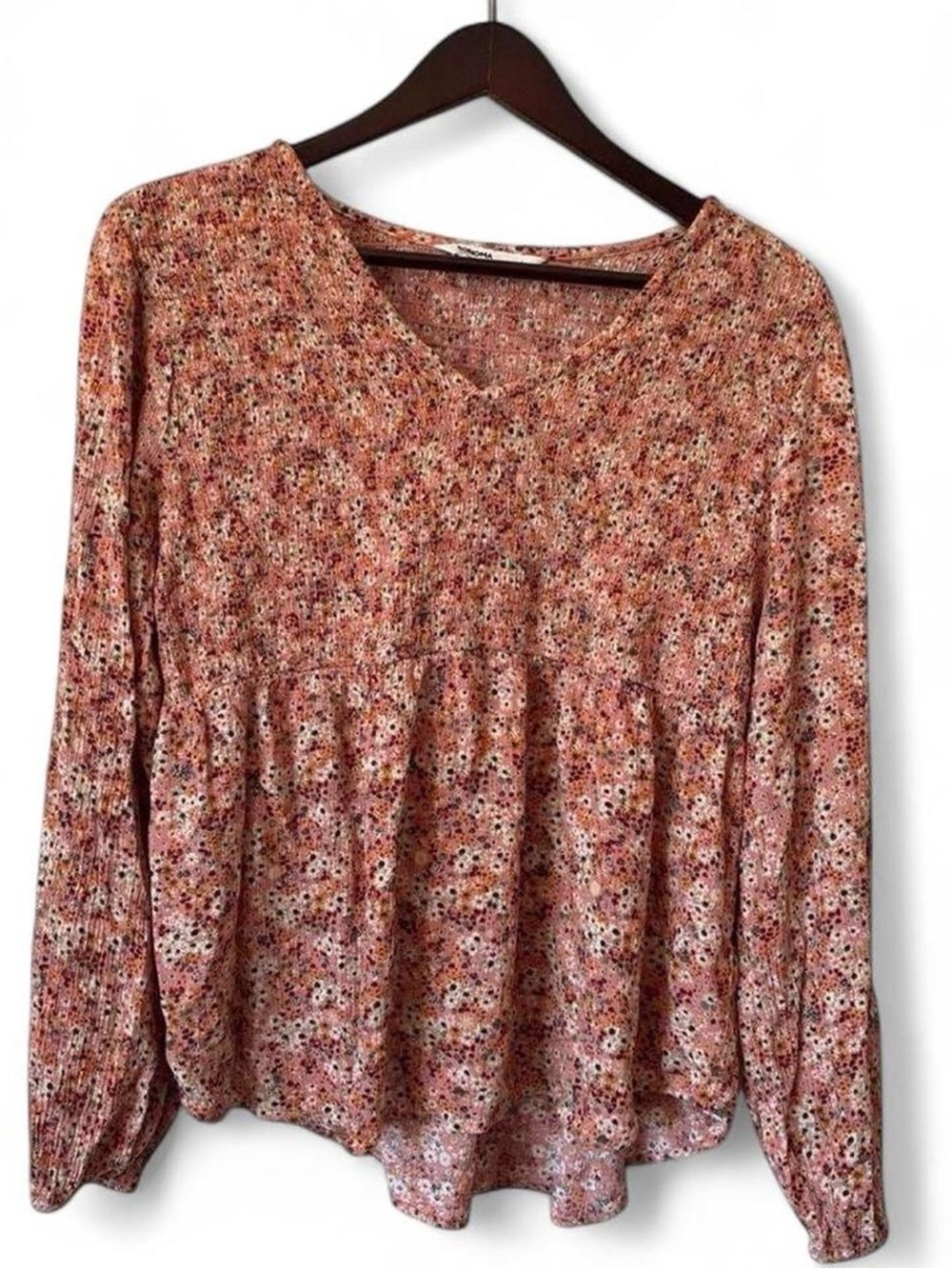 Sonoma Pink Floral Peplum Blouse